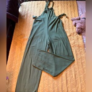 Tuesday of California Ingrid Linen Overalls in Cilantro